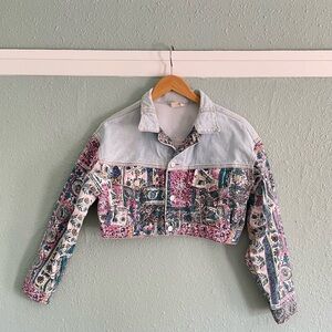 BONGO Multicolor ‘80s Vintage Patchwork Bomber Jean Jacket